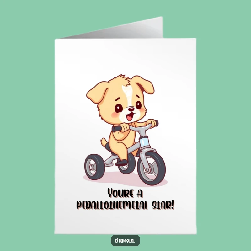 Free Printable Congrats Card: Puppy's Tricycle Push, Downloadable & DIY