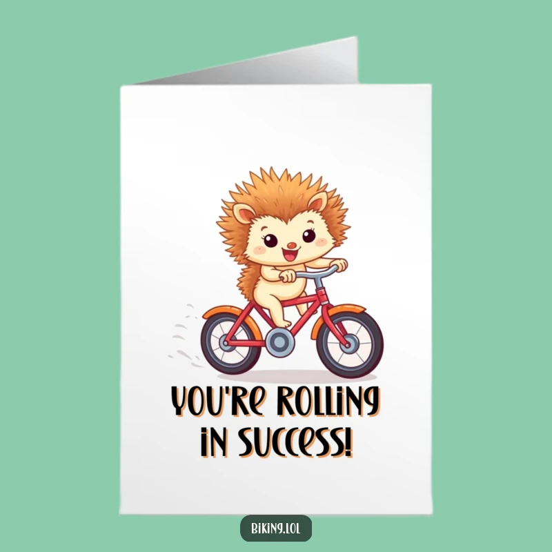Free Printable Hedgehog Congrats Card: Speedy Bicycle Ride Congratulations Downloadable