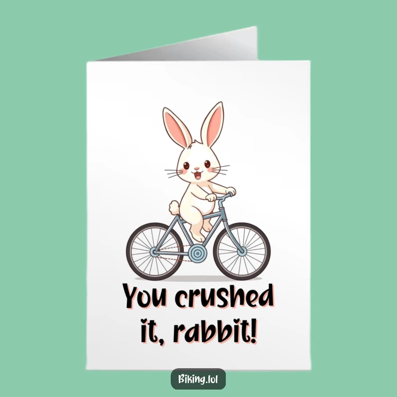 Free Printable Congrats Card: Funny Rabbit Bicycle Card, Hilarious Downloadable Achievement Gift