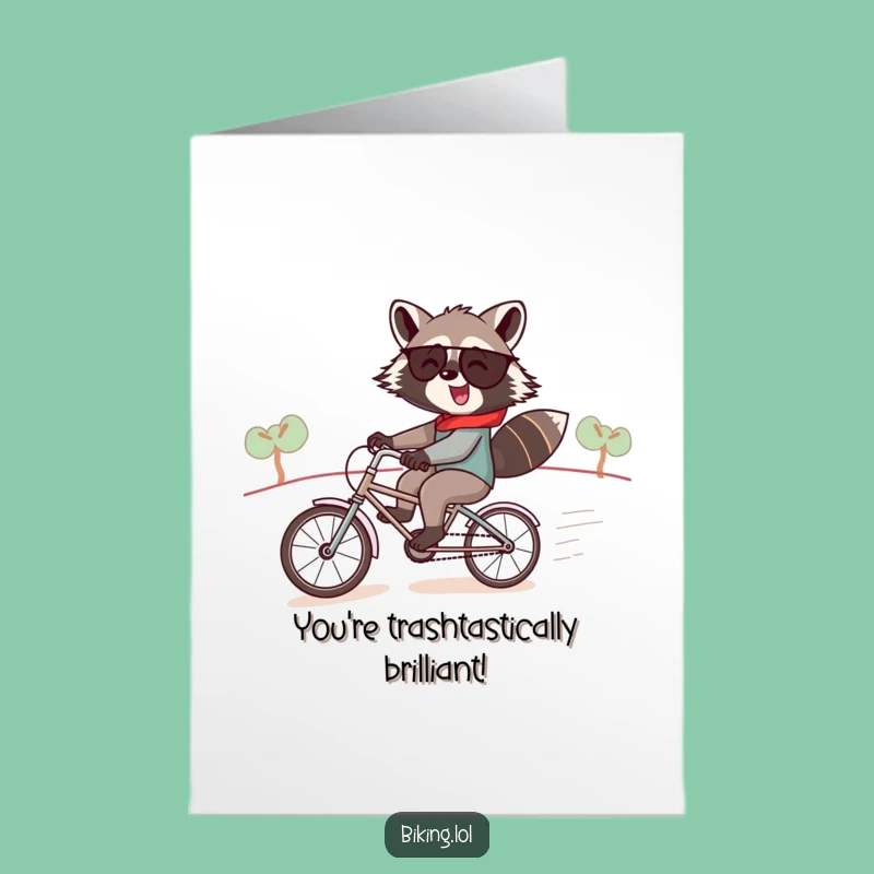 Free Printable Congrats Card: Raccoon's Speedy Success, Perfect Downloadable Gift