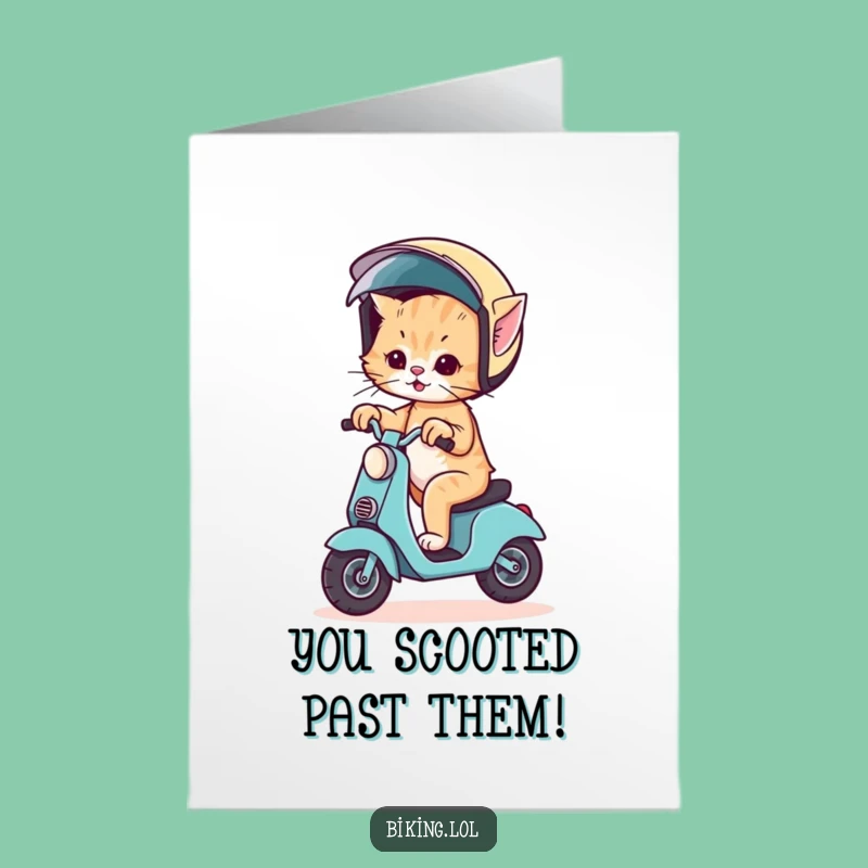 Free Printable Congrats Card: Kitten's Scooter Success - Downloadable Wobbly Victory!