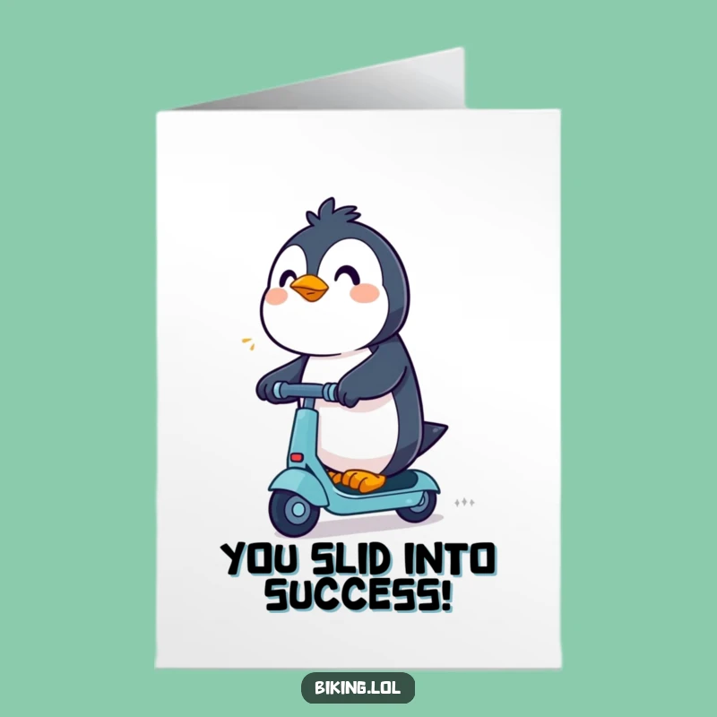 Free Printable Funny Penguin Scooter Congratulations Card - Speedy Downloadable!