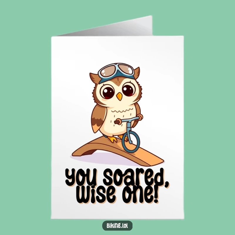 Free Printable Congrats Card: Elegant Owl Cyclist congratulates your success!