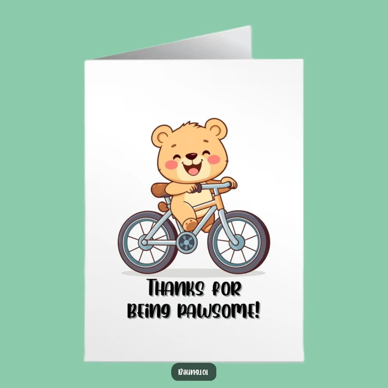 Free Printable Thank You Card: Bear Cub Big Wheel Thanks - Downloadable Gratitude Card!