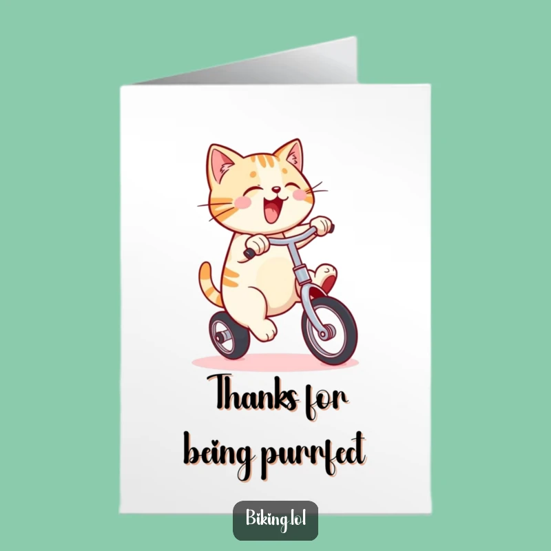 Free Printable Thank You Card: Funny Cat Unicycling Thanks, Downloadable Humorous Gift