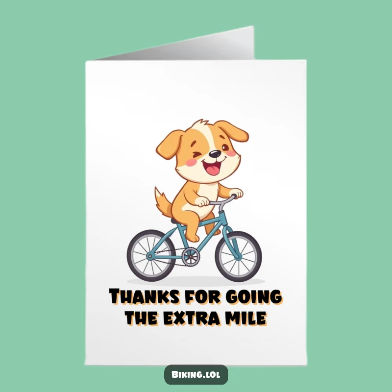 Free Printable Thank You Card: Funny Dog Cycling Effort, Downloadable Humorous Gift