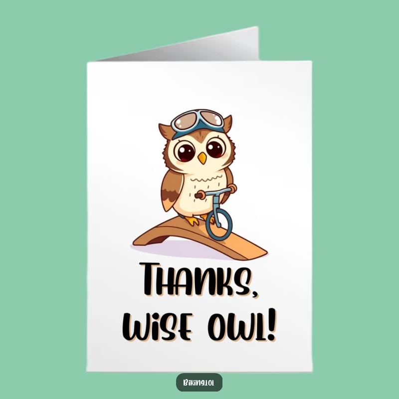 Free Printable Thank You Card: Grateful Owl Cyclist thanks you gracefully!