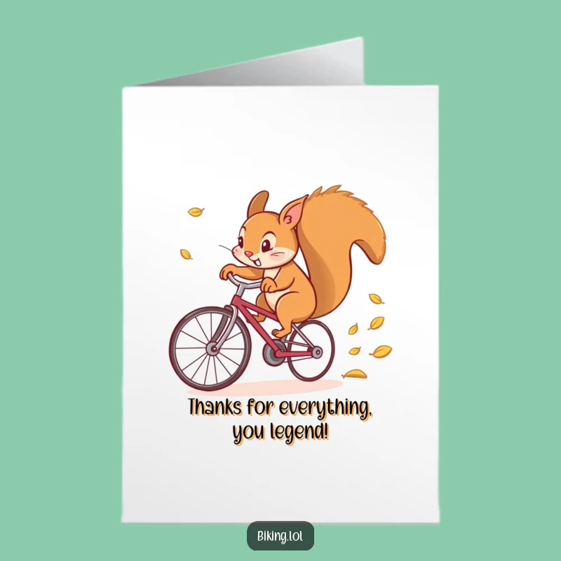 Free Printable Thank You: Funny Squirrel Cyclist, Expressing Gratitude with Speed, Downloadable Gift