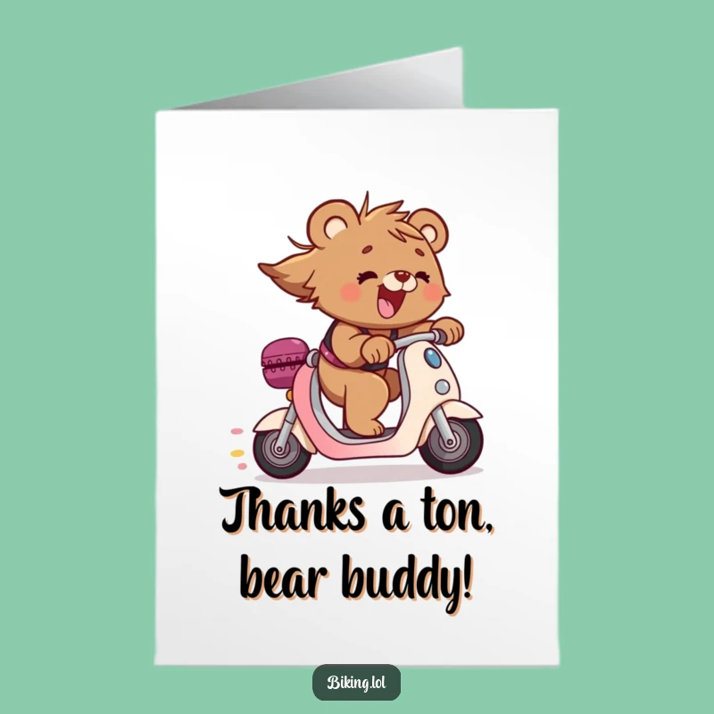 Free Printable Thank You Card: Bear Cub's Scooter Ride, Downloadable & DIY