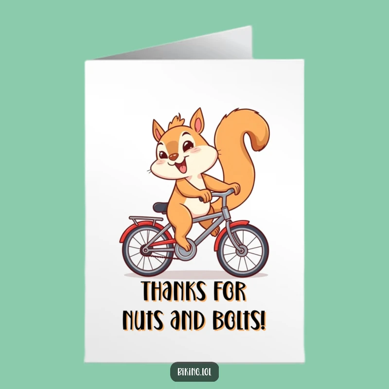 Free Printable Squirrel Thank You Card: Backwards Bike Thank You Downloadable
