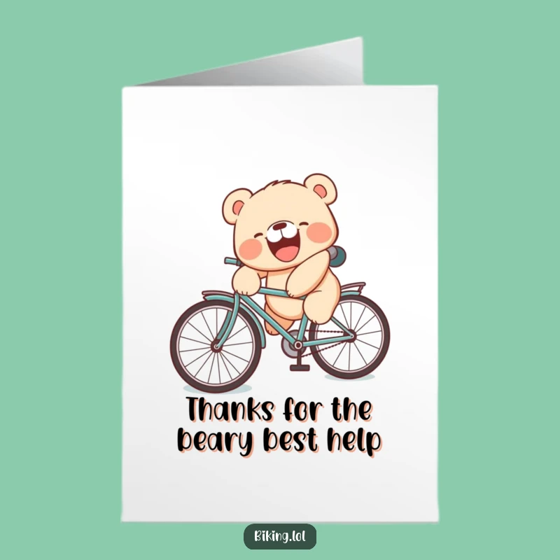 Free Printable Bear Cub Thank You Card: Humorous Cycle Buddy Digital Download