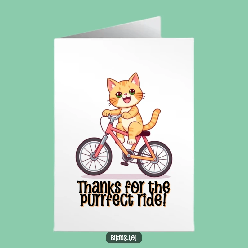 Free Printable Thank You Card: Cool Cat's Bike Skill, Funny Downloadable Gift