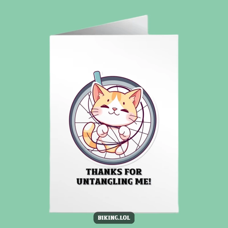 Free Printable Thank You Card: Cat Wheels - Grateful Downloadable