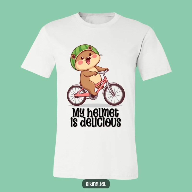 Funny Beaver Watermelon Helmet T-Shirt: Hilarious Cycling Gift for Animal and Humor Enthusiasts