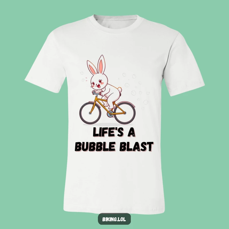 Funny Bunny Bicycle Bubble T-Shirt: Hilarious Cartoon Apparel Gift Idea!