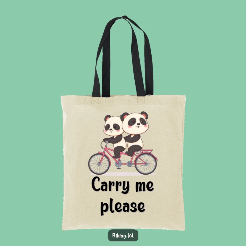 Funny Shy Panda Tandem Bike Tote Bag: Carry Your Laughs, Perfect Awkwardly Hilarious Gift