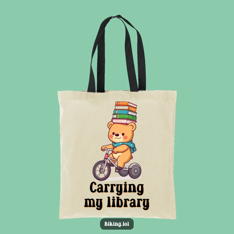 Funny Bear Book Balance Tote Bag: Hilarious Trike Reader Accessory