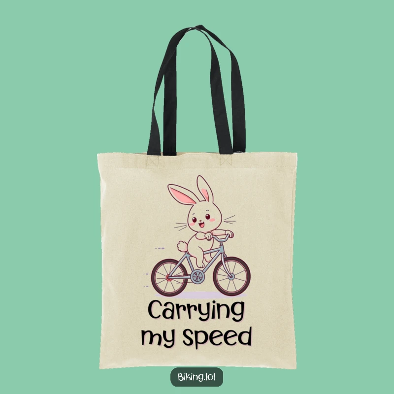 Funny Bunny Bicycle Tote Bag: Joyful Rabbit's Downhill Adventure - Chic Funny Gift Bag