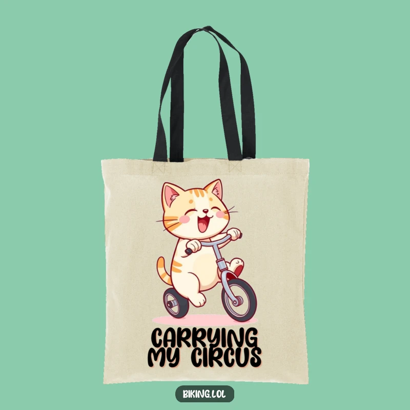 Funny Cat Unicycle Tote Bag: Energetic Style & Humor Accessory