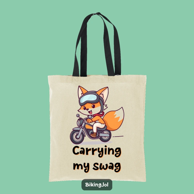 Funny Fox Bike Tote Bag: Speedy Hauler, Practical Funny Gift for Errands
