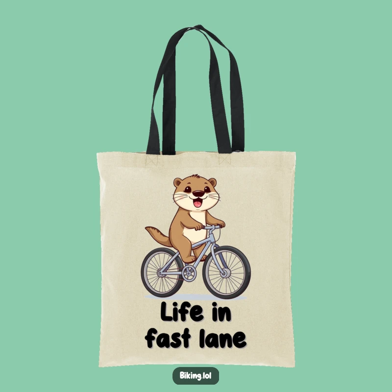 Funny Otter Bicycle Tote Bag: Sturdy Cyclist Otter, Practical Funny Gift for Daily Errands