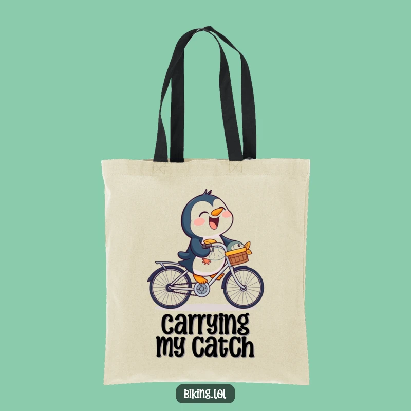 Funny Penguin Fish Tote Bag: Carry Your Catch with Joy, Funny Gift!