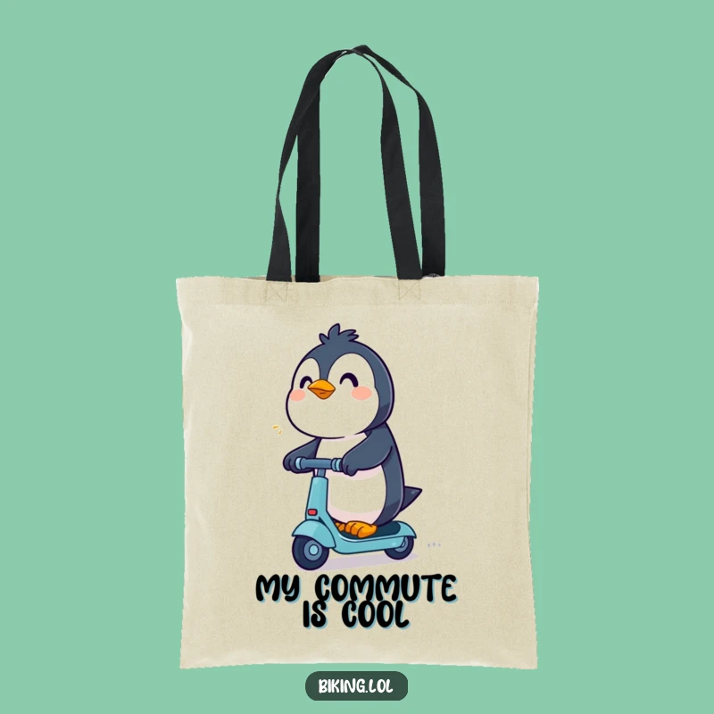 Funny Penguin Scooter Tote Bag: Carry Your Adventures with This Rider