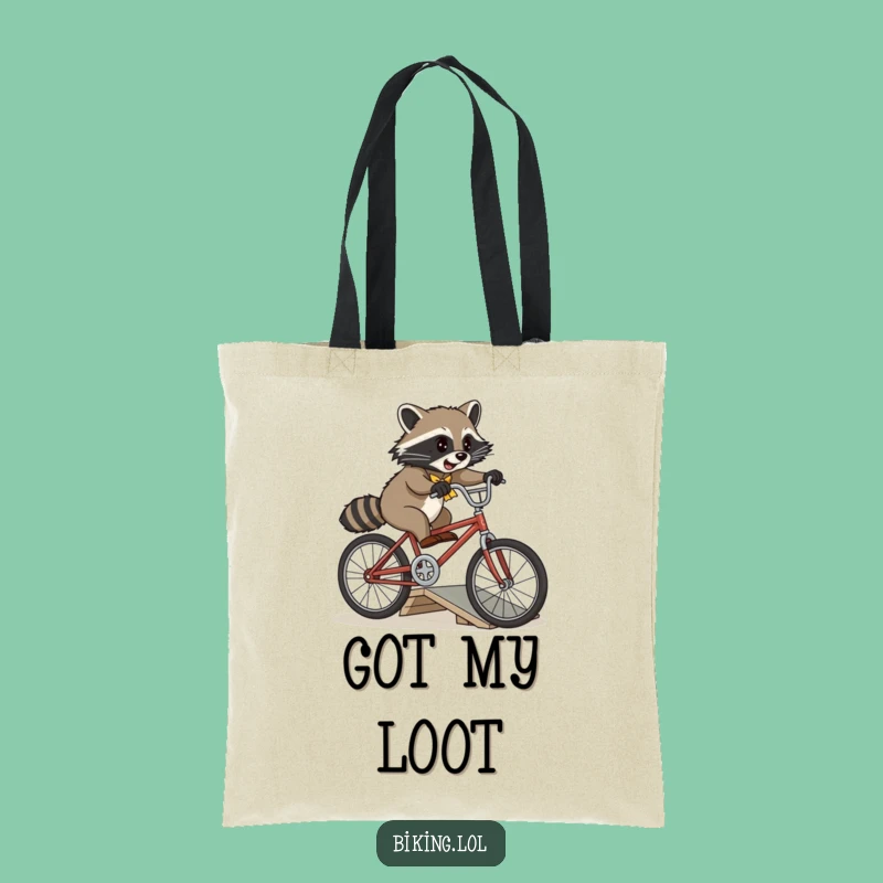 Funny Raccoon Bike Jump Tote Bag - Carry Your Adventures with Style