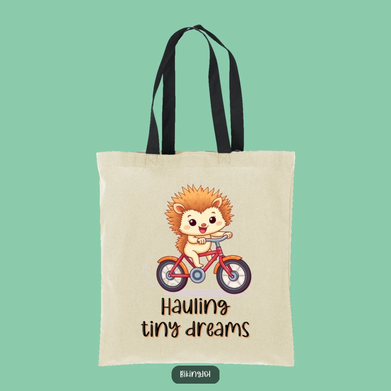 Funny Hedgehog Bicycle Tote Bag: Tiny Racer's Carry-All Gift