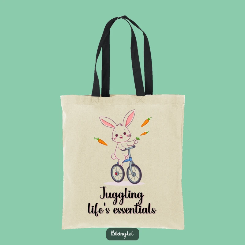 Funny Rabbit Unicycle Tote Bag: Carry Your Carrots with Playful Style!