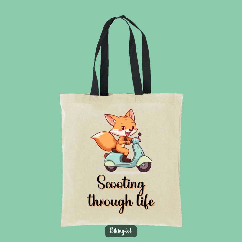 Funny Fox Scooter Tote Bag: Playful Winner's Carry-All Gift